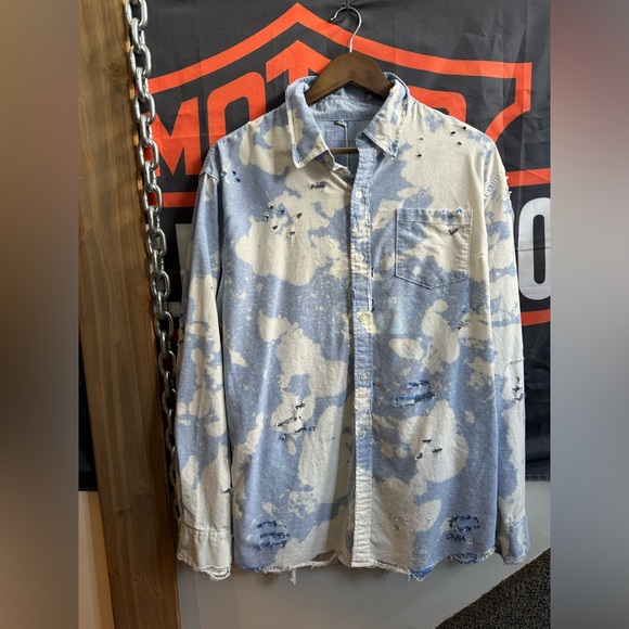 Grunge Denim Button Down - Picture 1 of 2